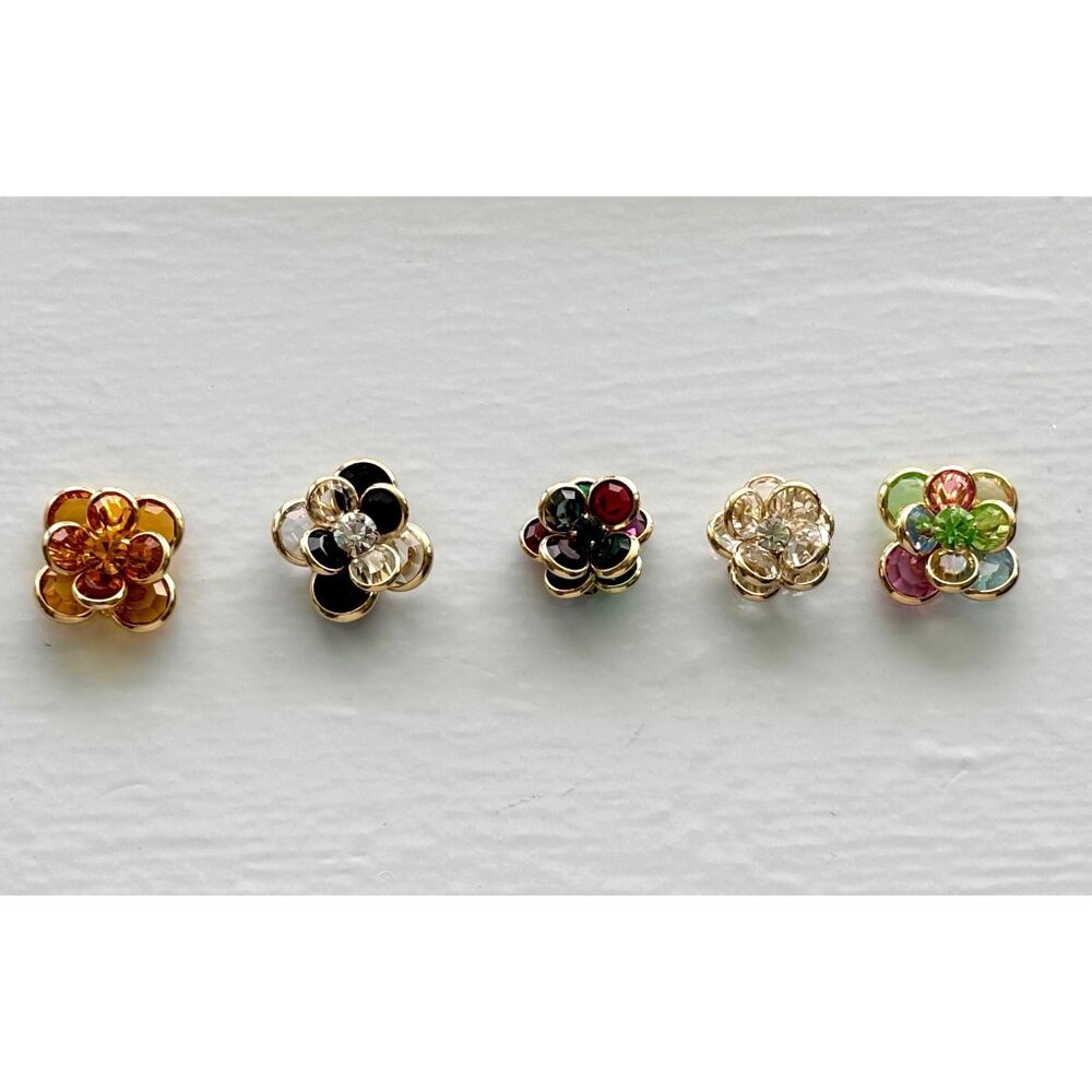 Vintage Vonelle Swarovski Crystal Gold Tone Floral Earring Embellishments 20 pcz